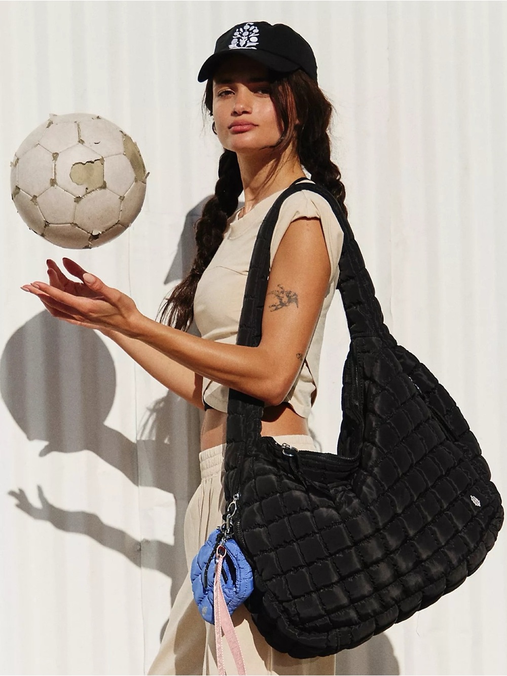 Free People FP Movement Black Quilted Carryall Bag